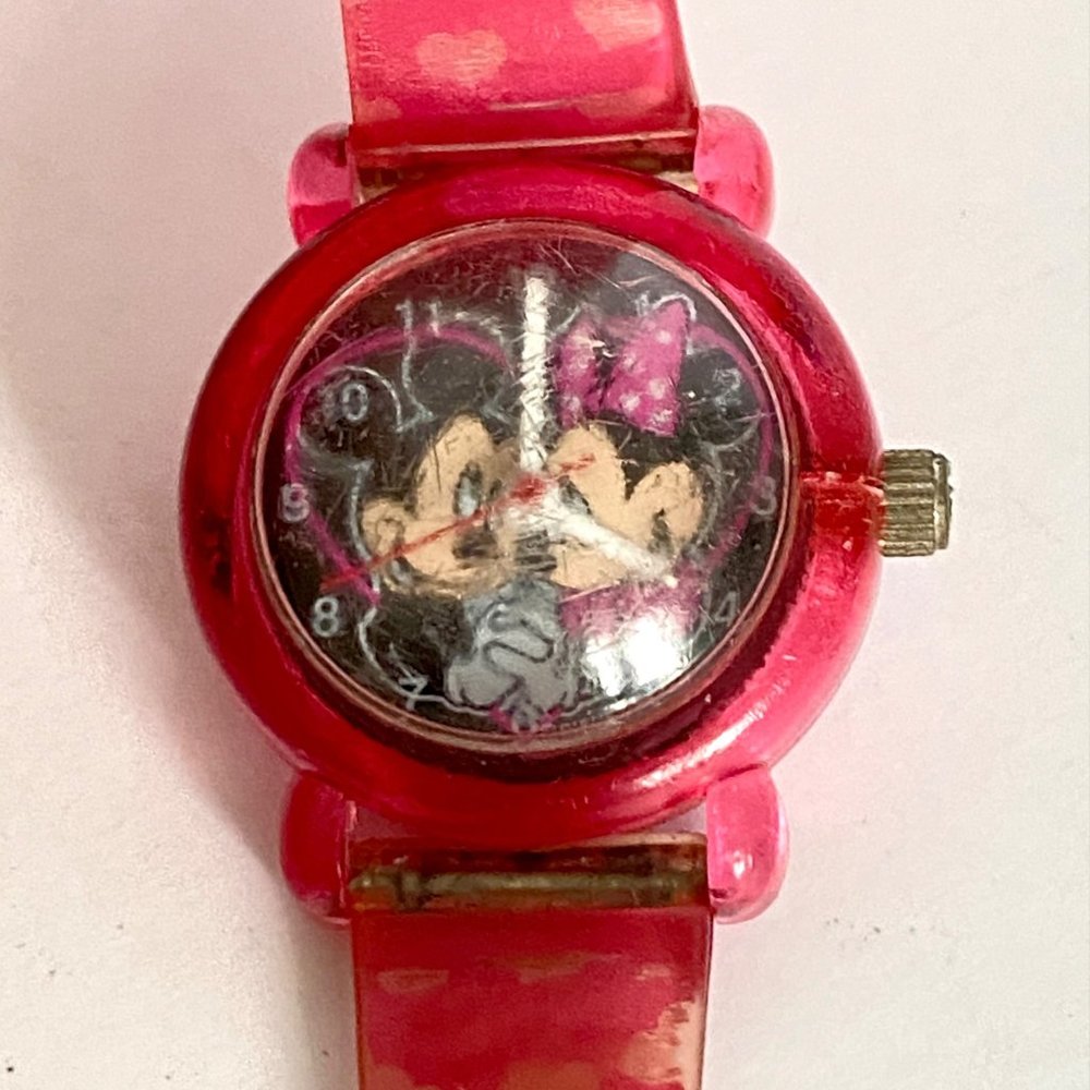 Disney Mickey Minnie Vintage Watch Pink Hearts Innovative Time Not Tested For PA